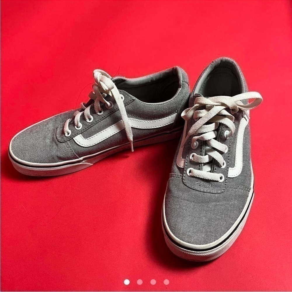 Simple grey and white vans 🤍🖤​​​​​​​​​​​​​​​​​​​​​​​​​